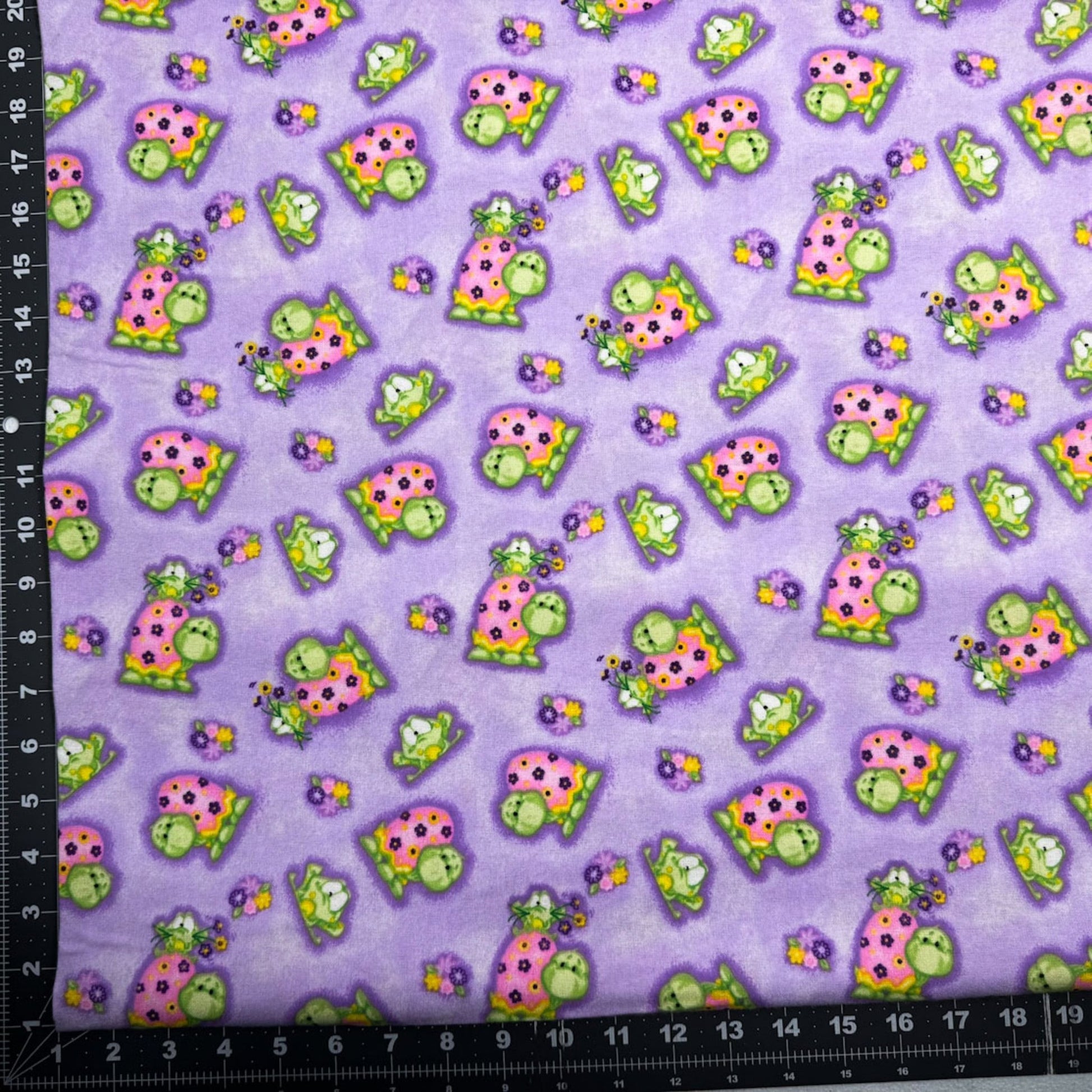 Purple Frog and Turtle Flannel 0977 Cute Frogs Flannel - Mary Jo Fabrics