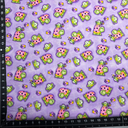 Purple Frog and Turtle Flannel 0977 Cute Frogs Flannel - Mary Jo Fabrics