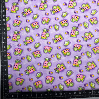 Purple Frog and Turtle Flannel 0977 Cute Frogs Flannel - Mary Jo Fabrics