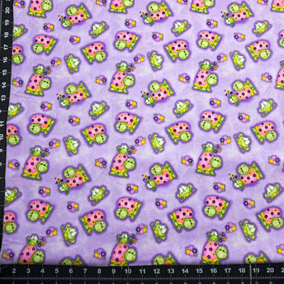 Purple Frog and Turtle Flannel 0977 Cute Frogs Flannel - Mary Jo Fabrics