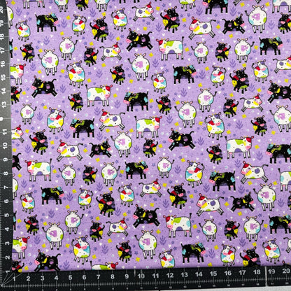 Purple Spotted Cow FLANNEL 44 - 7991 Fun Cows - Mary Jo Fabrics