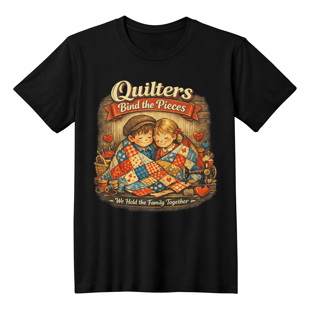 Quilters Bind the Pieces Sewing T-Shirt - Mary Jo Fabrics