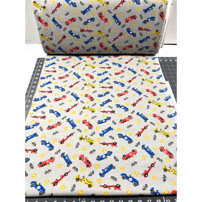 Race Car Cotton FLANNEL 1058 Gray flannel - Mary Jo Fabrics