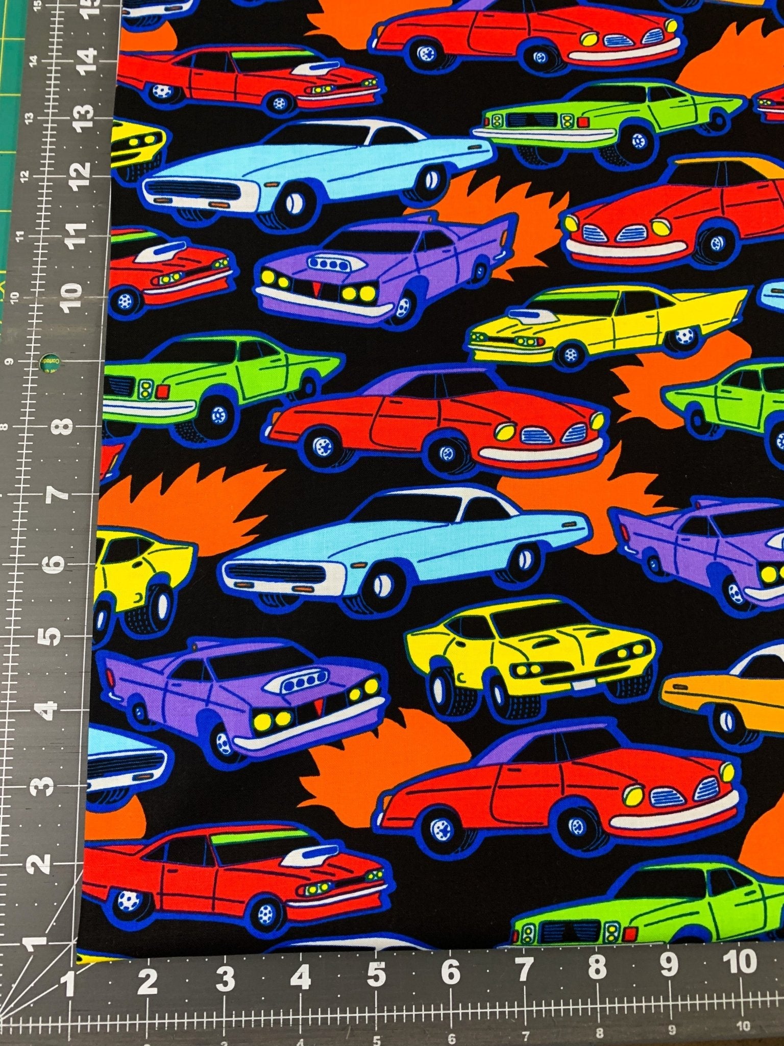 Race car fabric C8327 Vroom cars cotton fabric - Mary Jo Fabrics