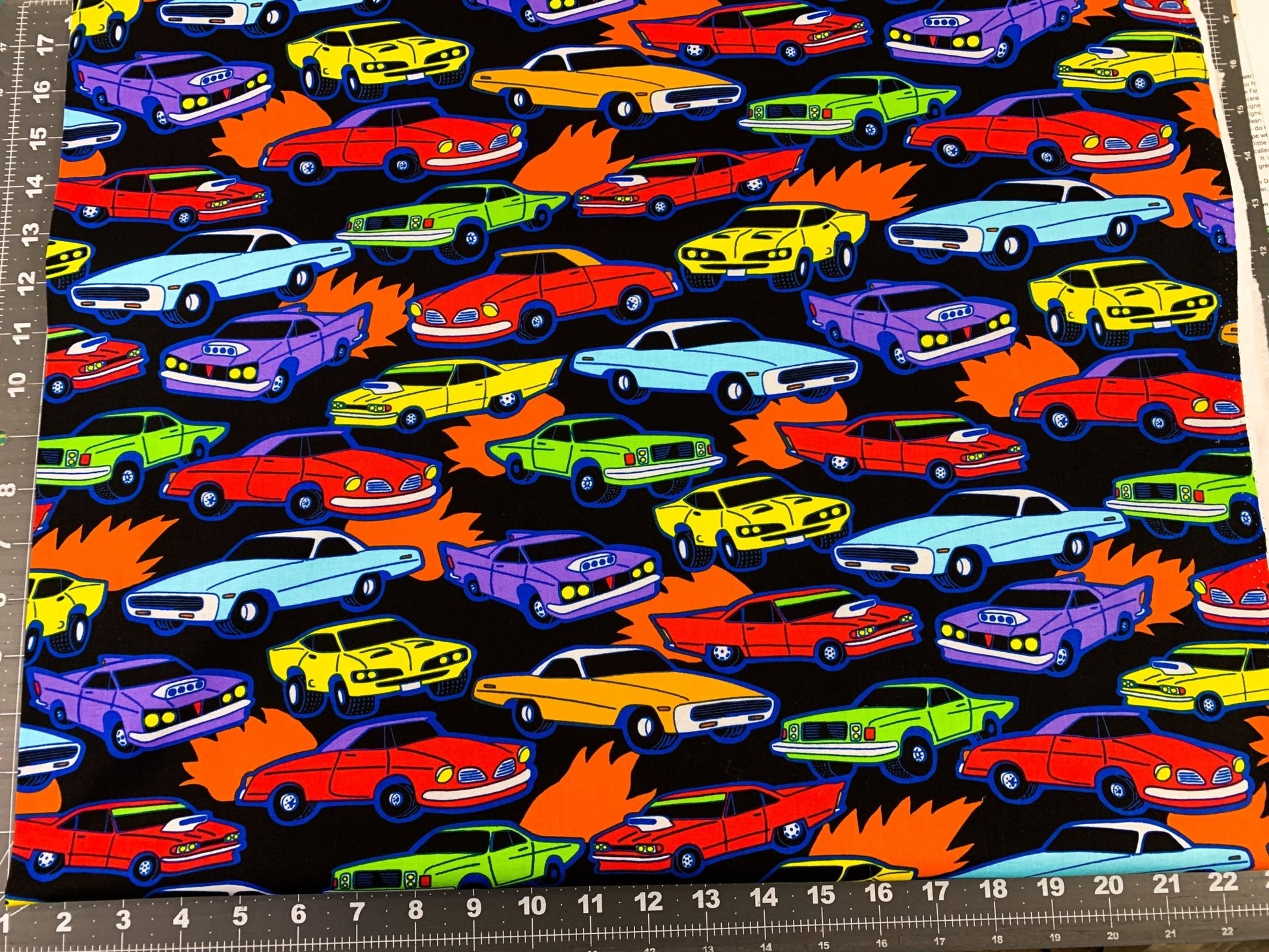 Race car fabric C8327 Vroom cars cotton fabric - Mary Jo Fabrics