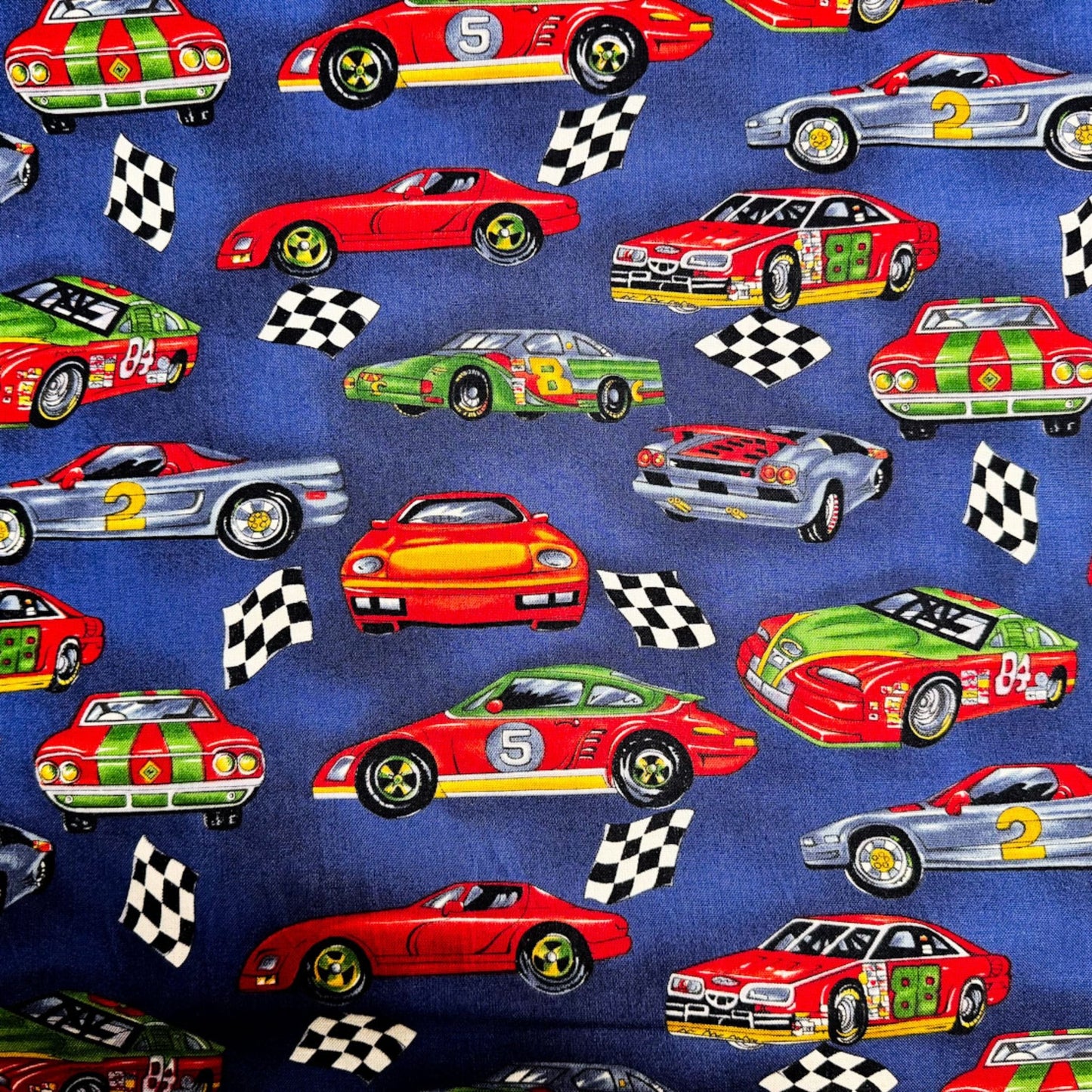 Race Car Fabric Checkered Flag Cotton Racing - Mary Jo Fabrics