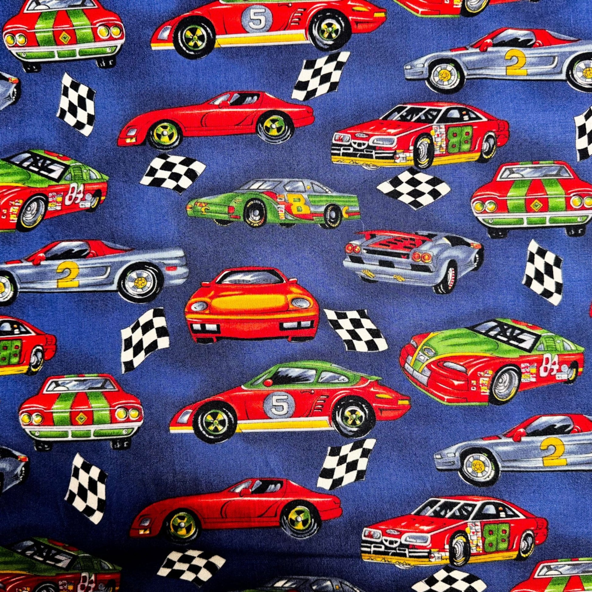 Race Car Fabric Checkered Flag Cotton Racing - Mary Jo Fabrics