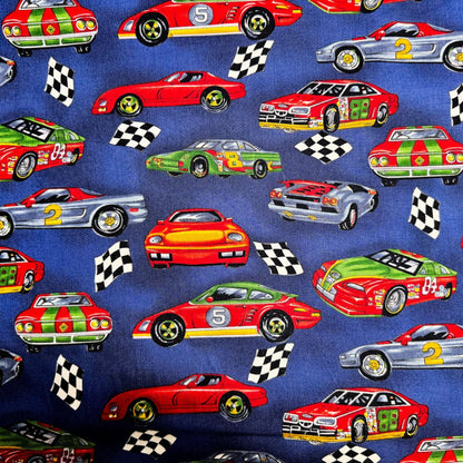 Race Car Fabric Checkered Flag Cotton Racing - Mary Jo Fabrics