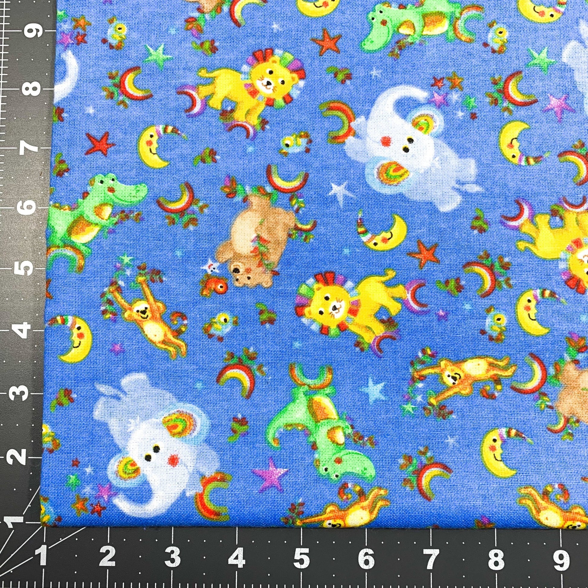 Rainbow Animal FLANNEL Fabric 44 - 7941 Lion Alligator - Mary Jo Fabrics