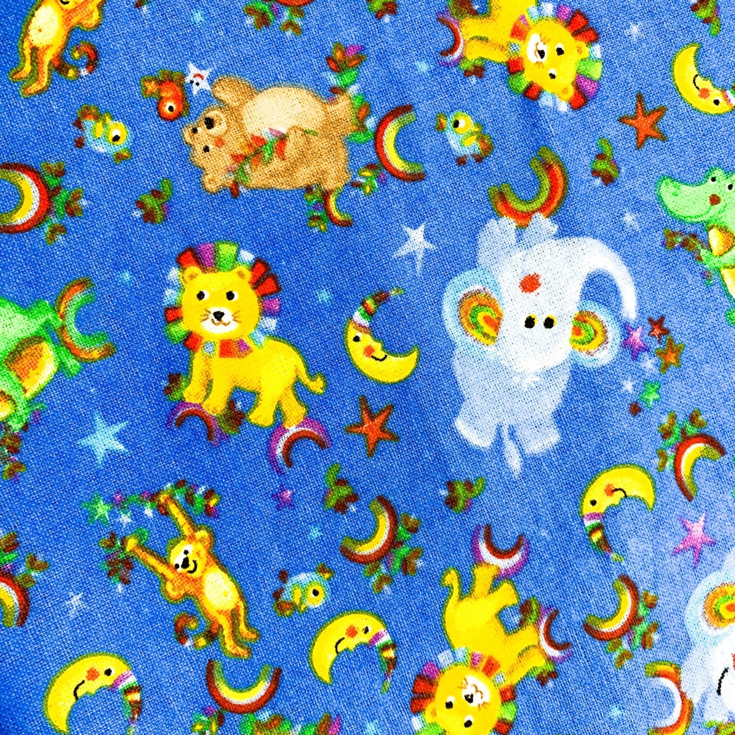 Rainbow Animal FLANNEL Fabric 44 - 7941 Lion Alligator - Mary Jo Fabrics