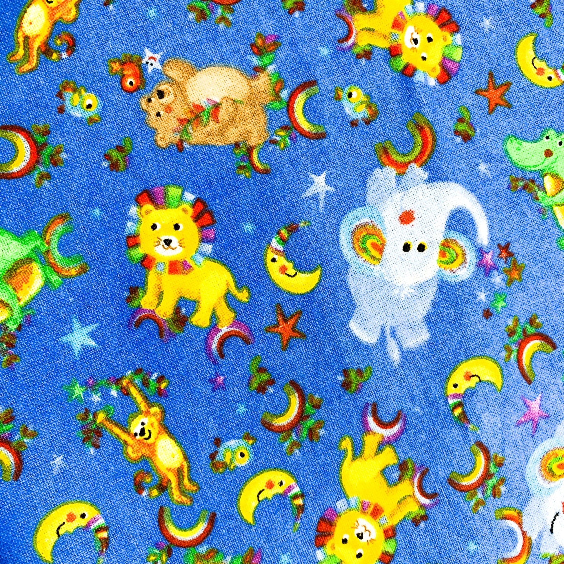 Rainbow Animal FLANNEL Fabric 44 - 7941 Lion Alligator - Mary Jo Fabrics