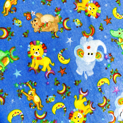 Rainbow Animal FLANNEL Fabric 44 - 7941 Lion Alligator - Mary Jo Fabrics