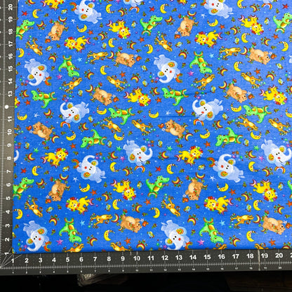 Rainbow Animal FLANNEL Fabric 44 - 7941 Lion Alligator - Mary Jo Fabrics
