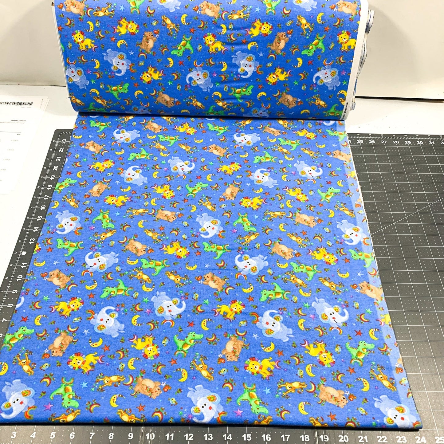 Rainbow Animal FLANNEL Fabric 44 - 7941 Lion Alligator - Mary Jo Fabrics