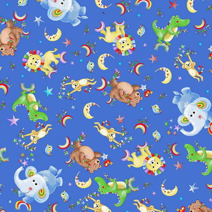 Rainbow Animal FLANNEL Fabric 44 - 7941 Lion Alligator - Mary Jo Fabrics