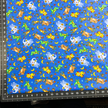 Rainbow Animal FLANNEL Fabric 44 - 7941 Lion Alligator - Mary Jo Fabrics