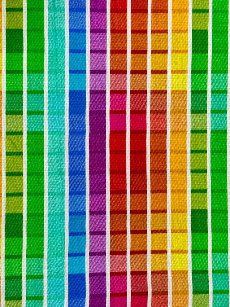 Rainbow Block CD2614 Bright Color Ombre Check fabric - Mary Jo Fabrics