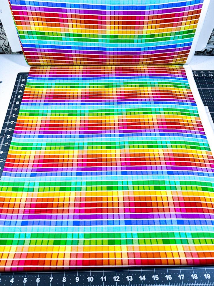 Rainbow Block CD2614 Bright Color Ombre Check fabric - Mary Jo Fabrics