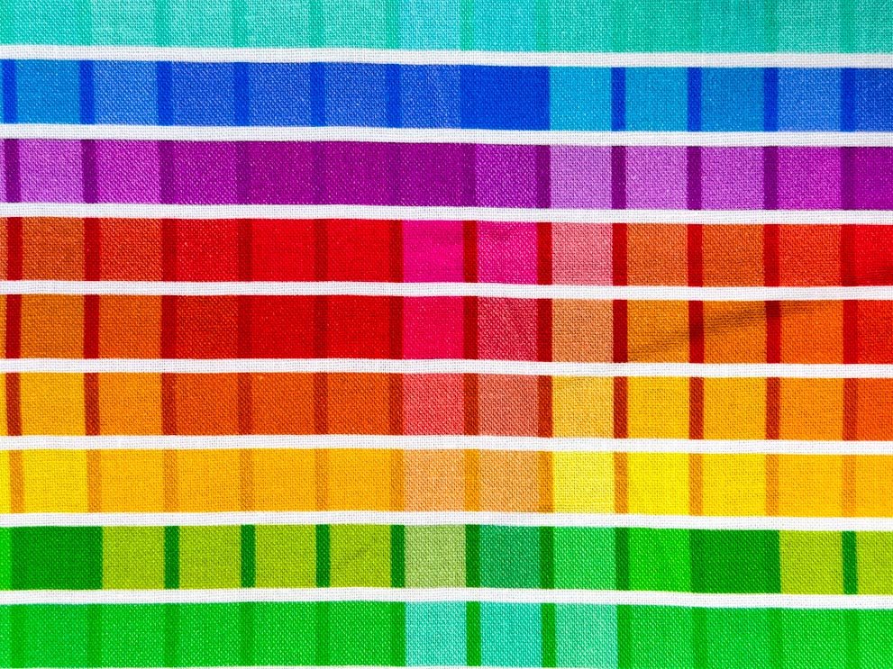 Rainbow Block CD2614 Bright Color Ombre Check fabric - Mary Jo Fabrics