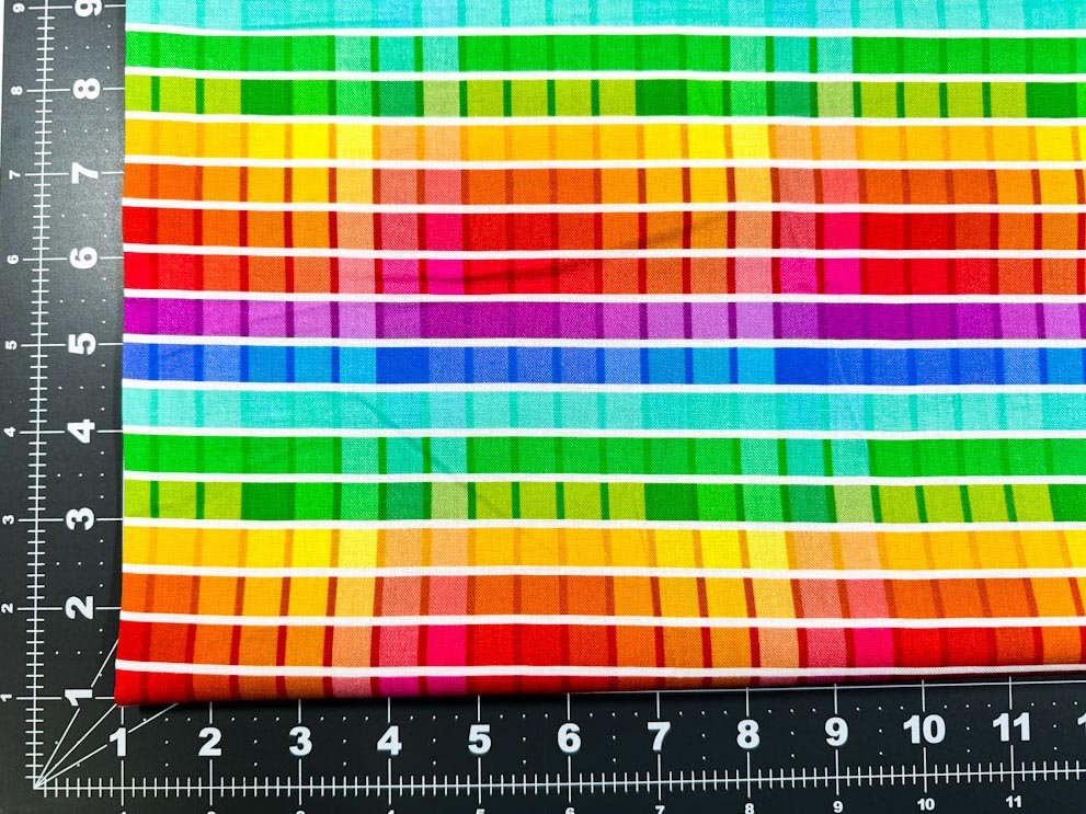 Rainbow Block CD2614 Bright Color Ombre Check fabric - Mary Jo Fabrics