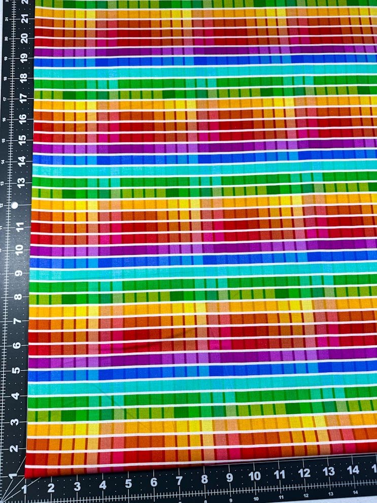 Rainbow Block CD2614 Bright Color Ombre Check fabric - Mary Jo Fabrics