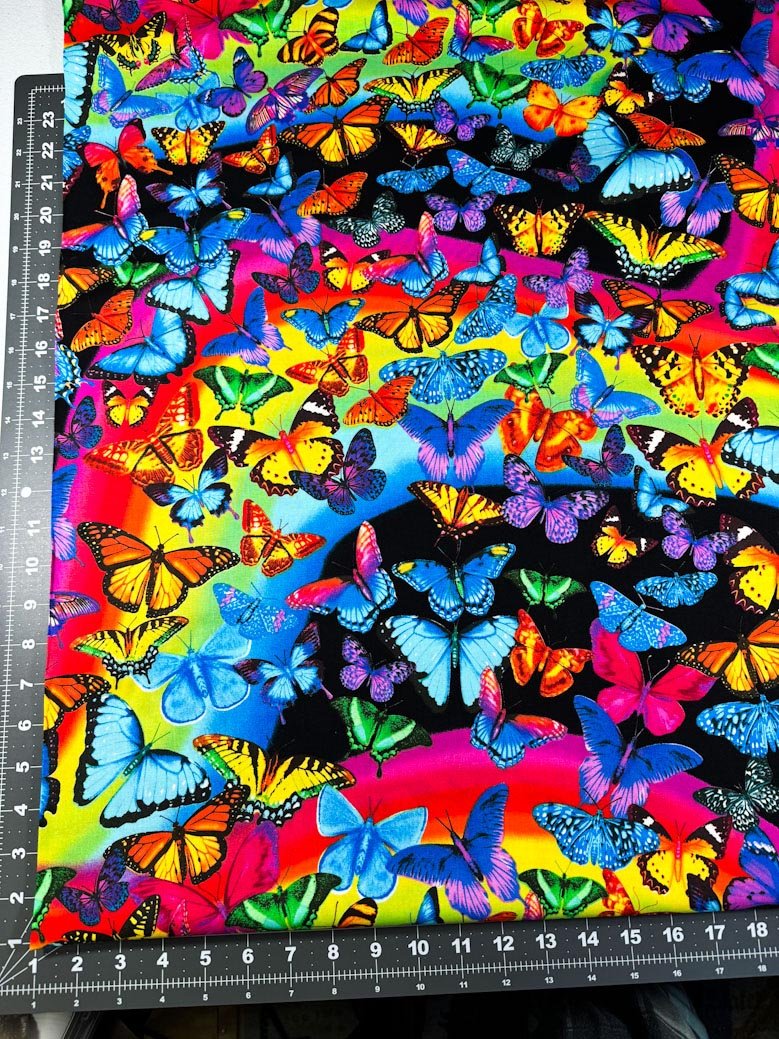 Rainbow Butterflies Cotton Fabric C7945 Butterfly - Mary Jo Fabrics