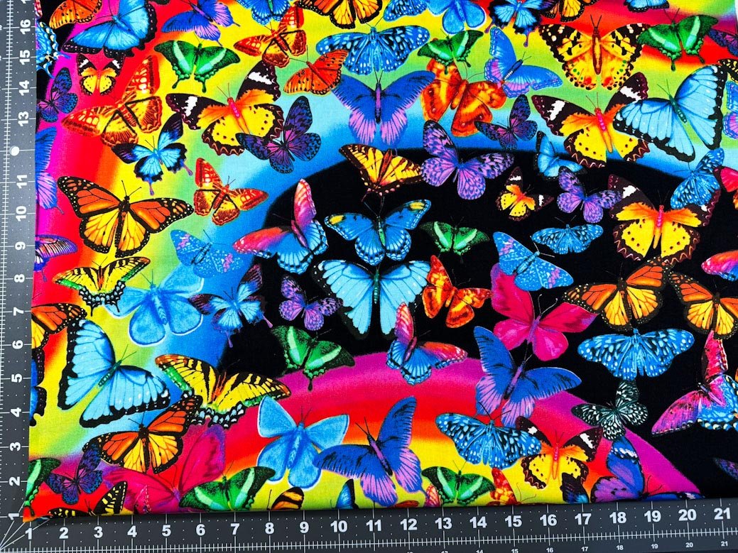 Rainbow Butterflies Cotton Fabric C7945 Butterfly - Mary Jo Fabrics