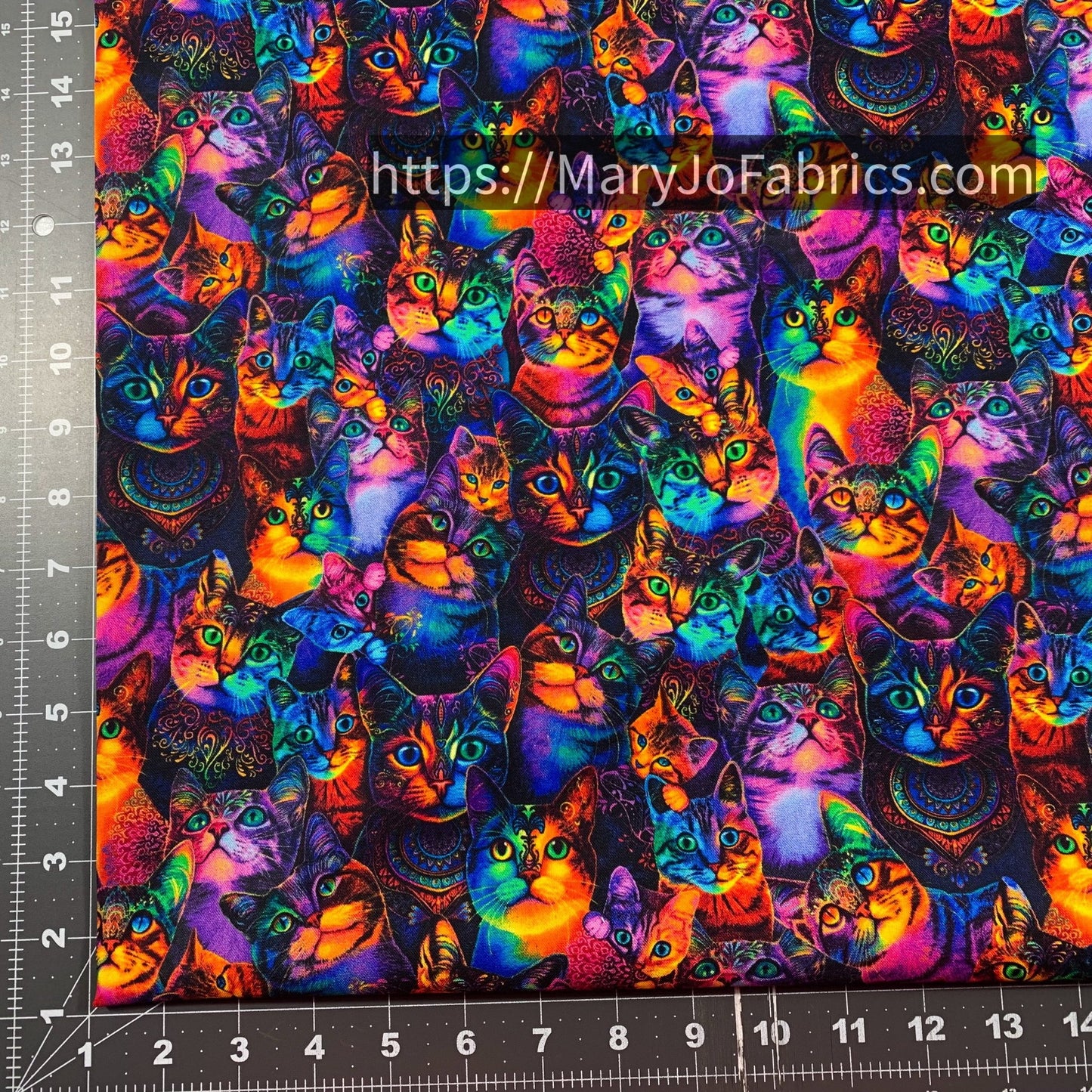 Rainbow Cat Cotton Fabric CD3031 Cute Cats - Mary Jo Fabrics