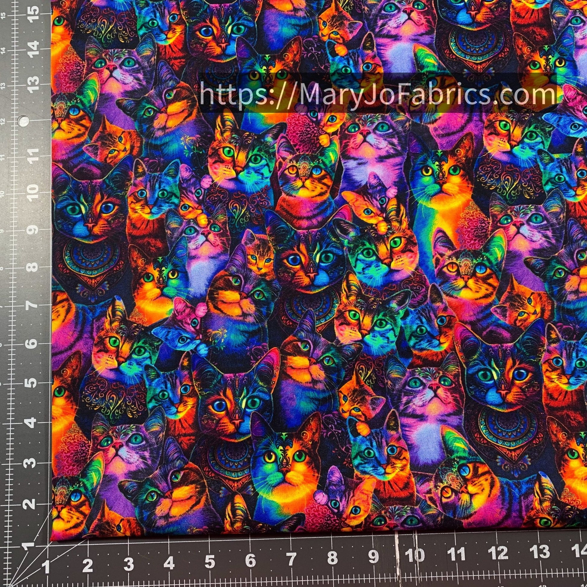 Rainbow Cat Cotton Fabric CD3031 Cute Cats - Mary Jo Fabrics
