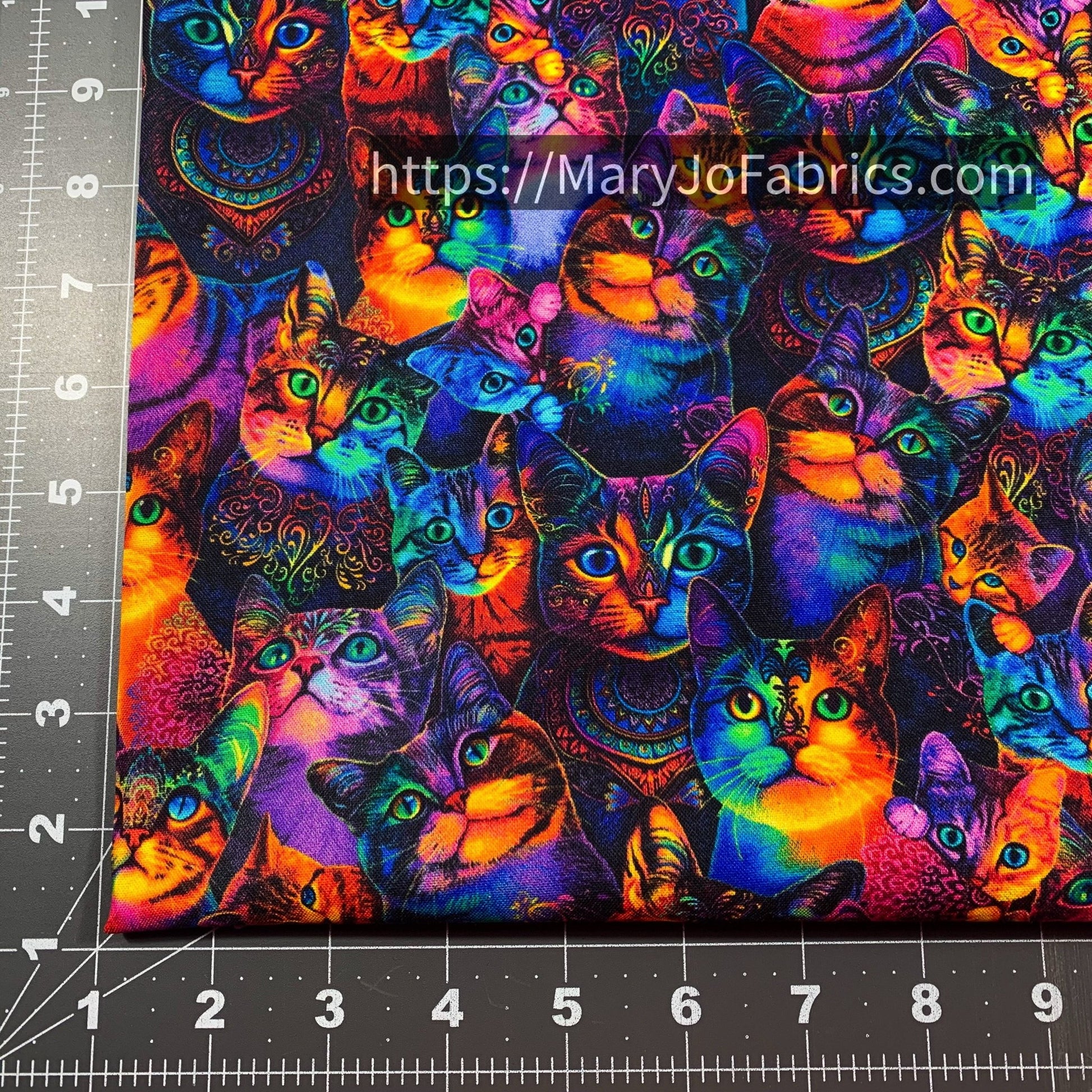 Rainbow Cat Cotton Fabric CD3031 Cute Cats - Mary Jo Fabrics