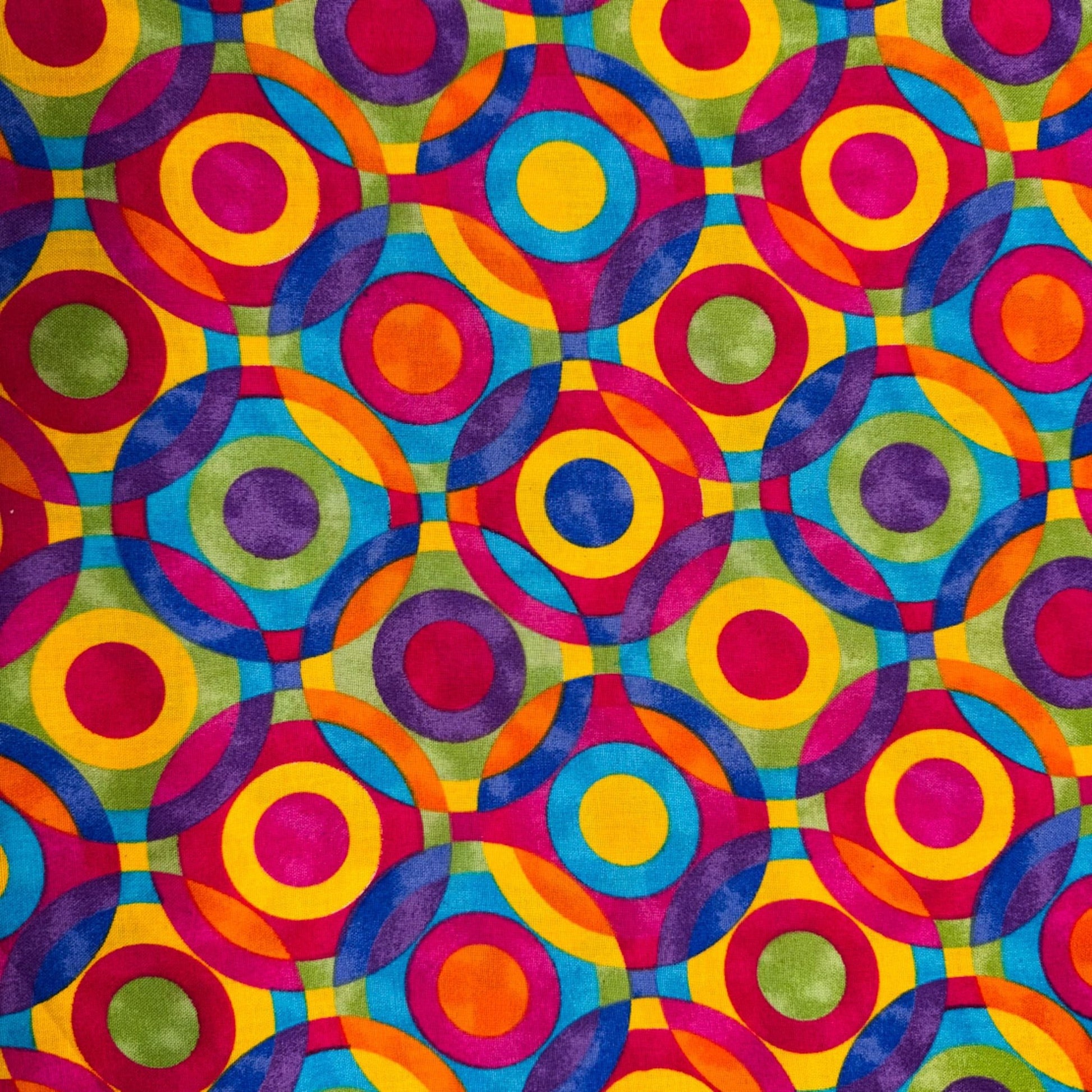 Rainbow Colored Circle Cotton Fabric 2638R Geometric - Mary Jo Fabrics
