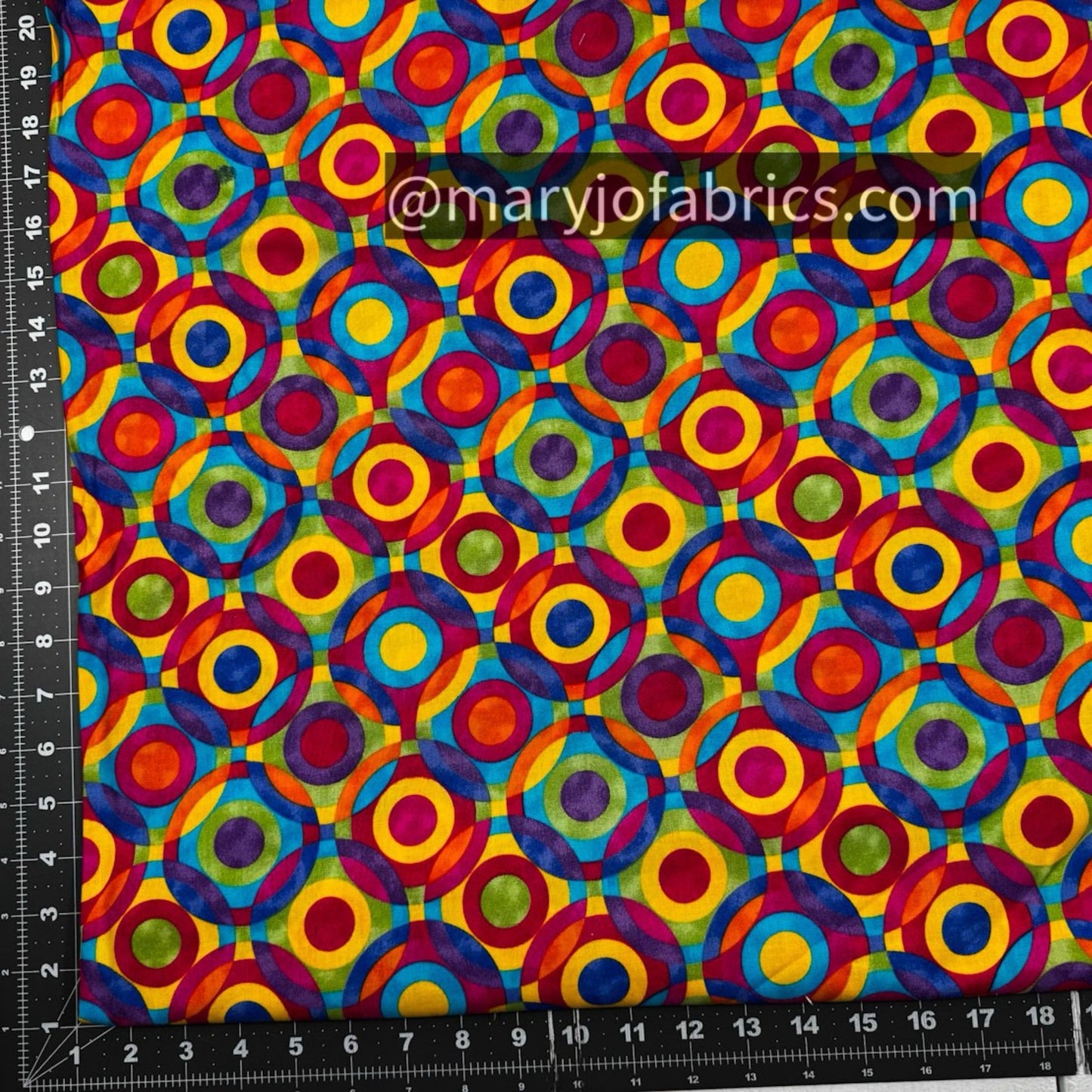 Rainbow Colored Circle Cotton Fabric 2638R Geometric - Mary Jo Fabrics