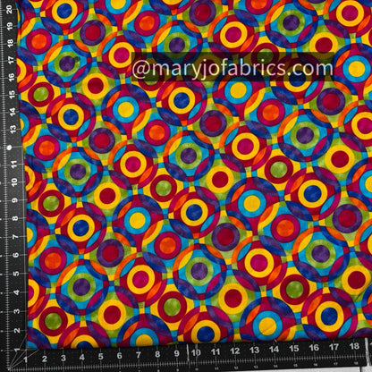 Rainbow Colored Circle Cotton Fabric 2638R Geometric - Mary Jo Fabrics