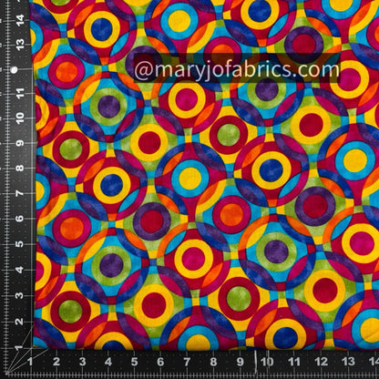 Rainbow Colored Circle Cotton Fabric 2638R Geometric - Mary Jo Fabrics