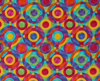 Rainbow Colored Circle Cotton Fabric 2638R Geometric - Mary Jo Fabrics