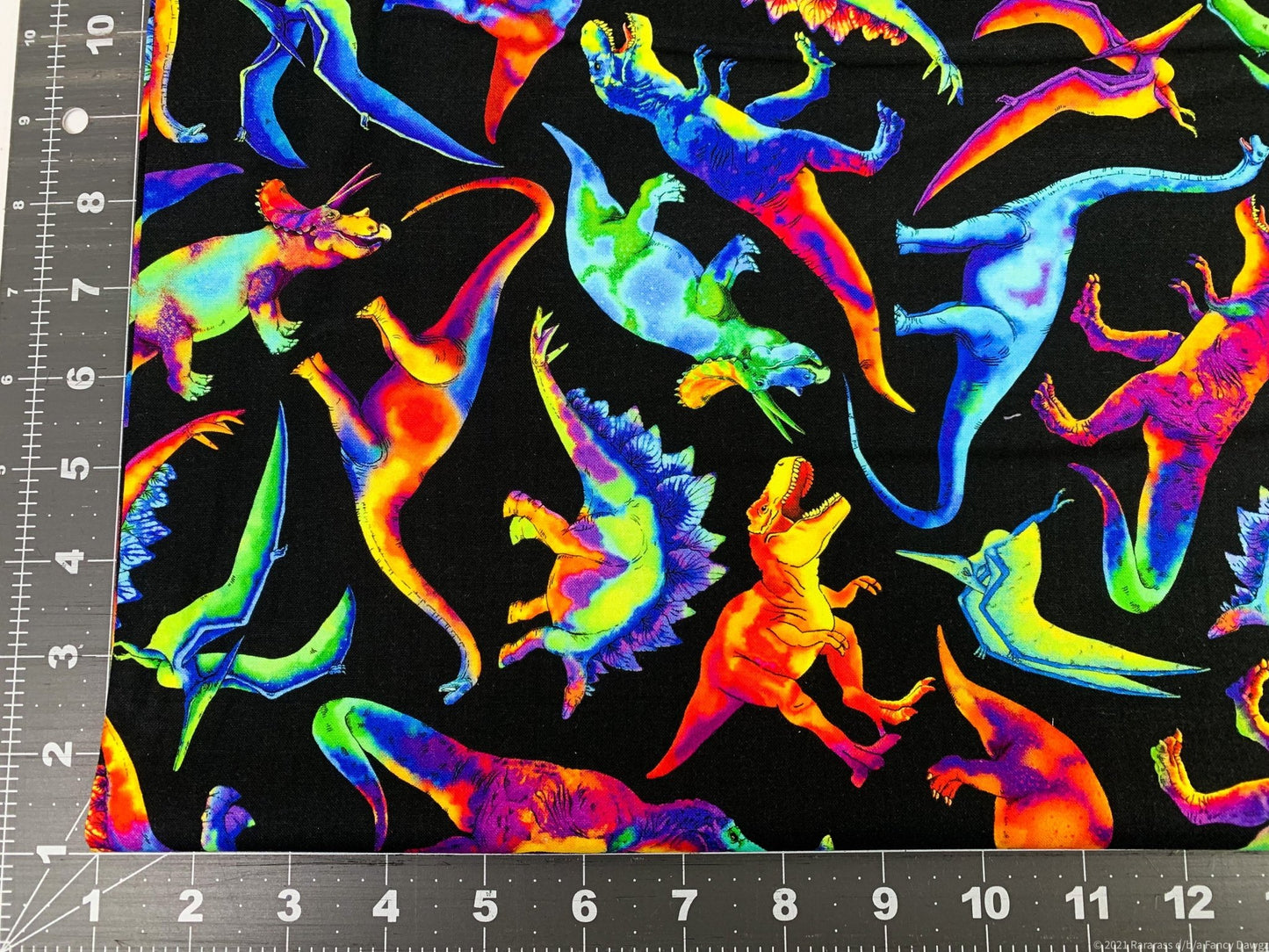 Rainbow Dinosaurs fabric C1211 Dino fabric - Mary Jo Fabrics