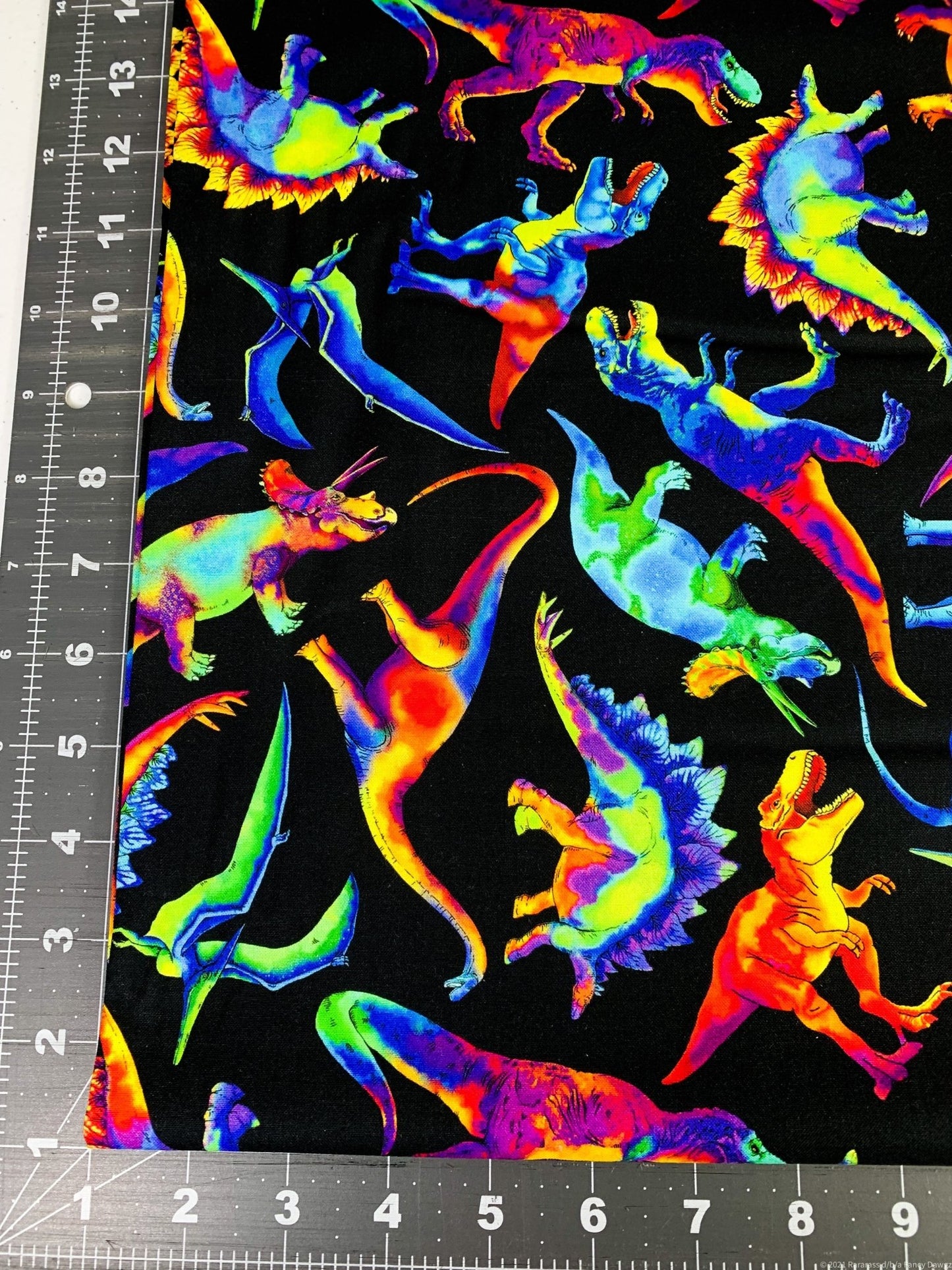 Rainbow Dinosaurs fabric C1211 Dino fabric - Mary Jo Fabrics