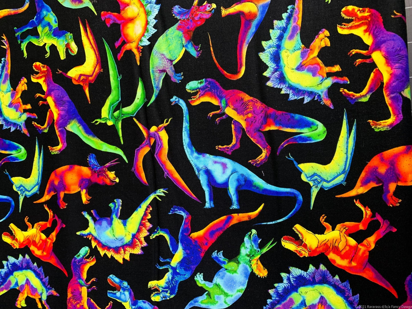 Rainbow Dinosaurs fabric C1211 Dino fabric - Mary Jo Fabrics