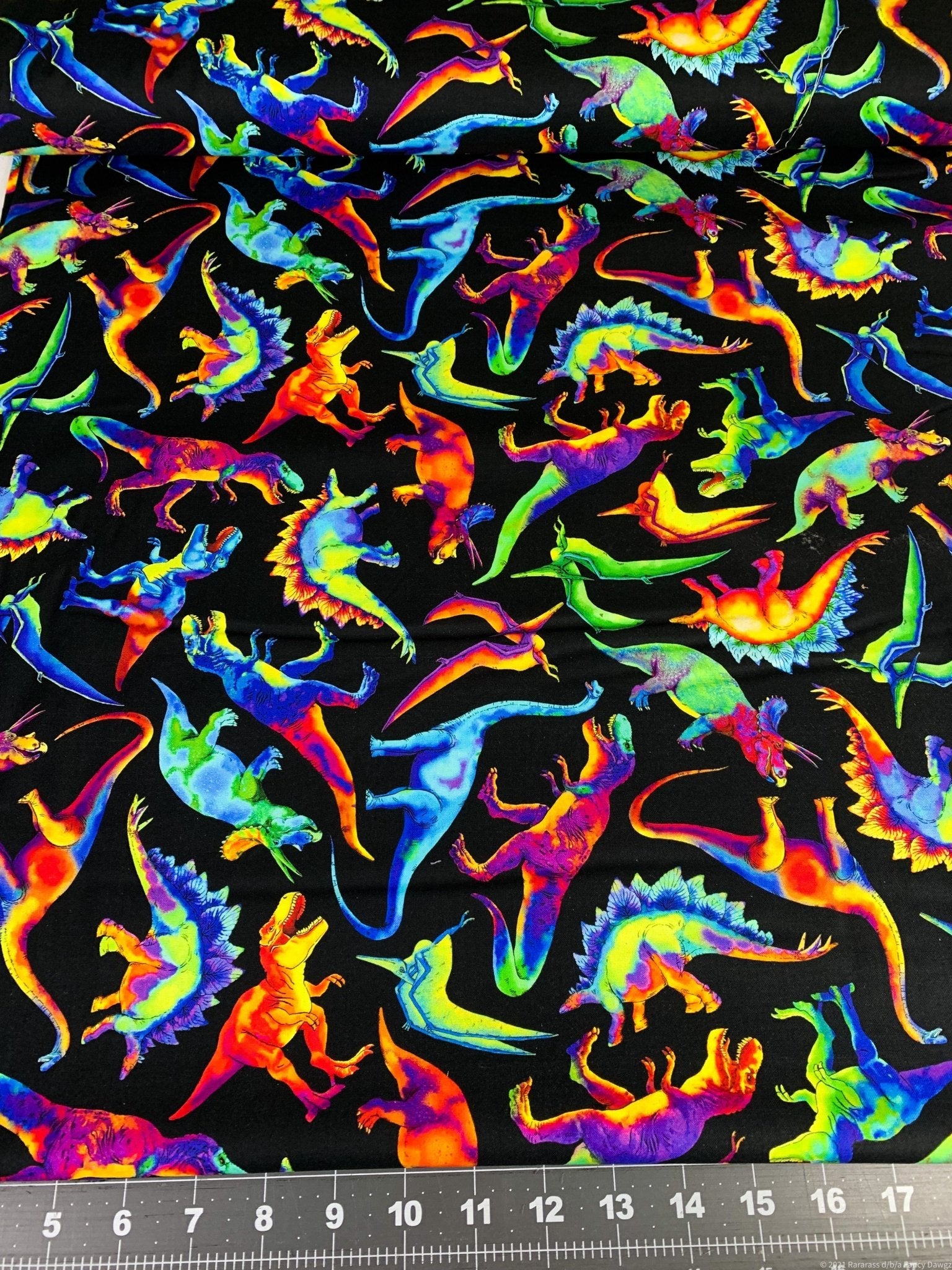 Rainbow Dinosaurs fabric C1211 Dino fabric - Mary Jo Fabrics