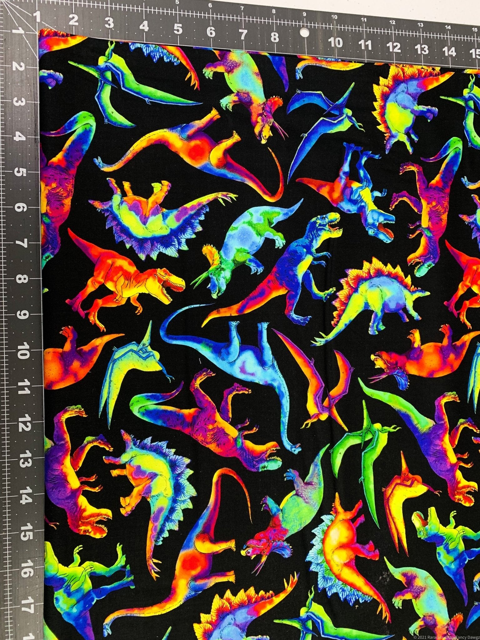 Rainbow Dinosaurs fabric C1211 Dino fabric - Mary Jo Fabrics