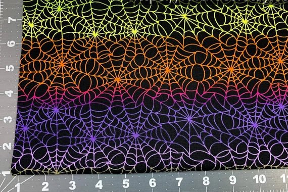 Rainbow Spiderweb fabric 9595 Halloween Spider web fabric - Mary Jo Fabrics