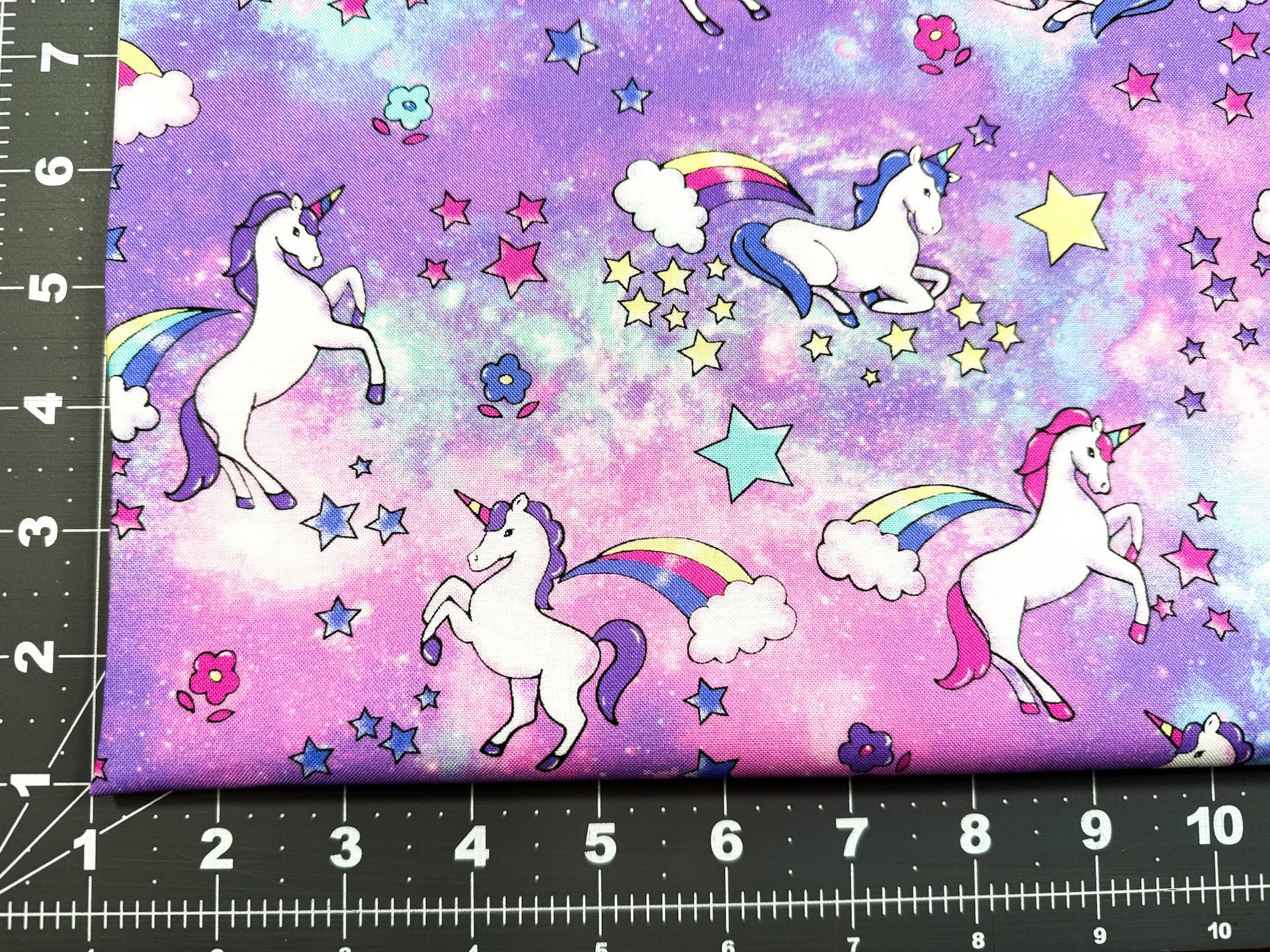 Rainbows and Unicorn fabric Clouds and Rainbow fabric - Mary Jo Fabrics