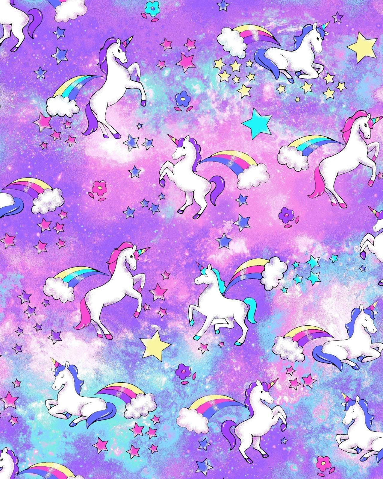 Rainbows and Unicorn fabric Clouds and Rainbow fabric - Mary Jo Fabrics