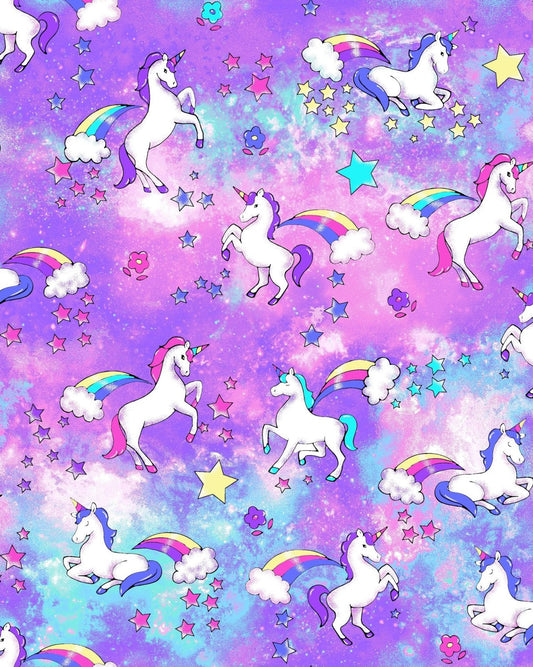 Rainbows and Unicorn fabric Clouds and Rainbow fabric - Mary Jo Fabrics