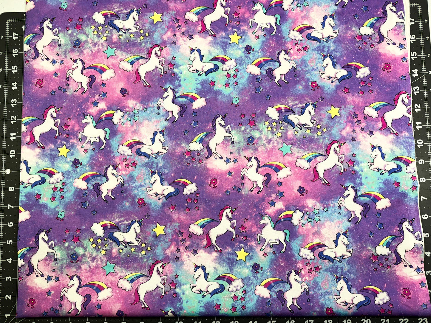 Rainbows and Unicorn fabric Clouds and Rainbow fabric - Mary Jo Fabrics