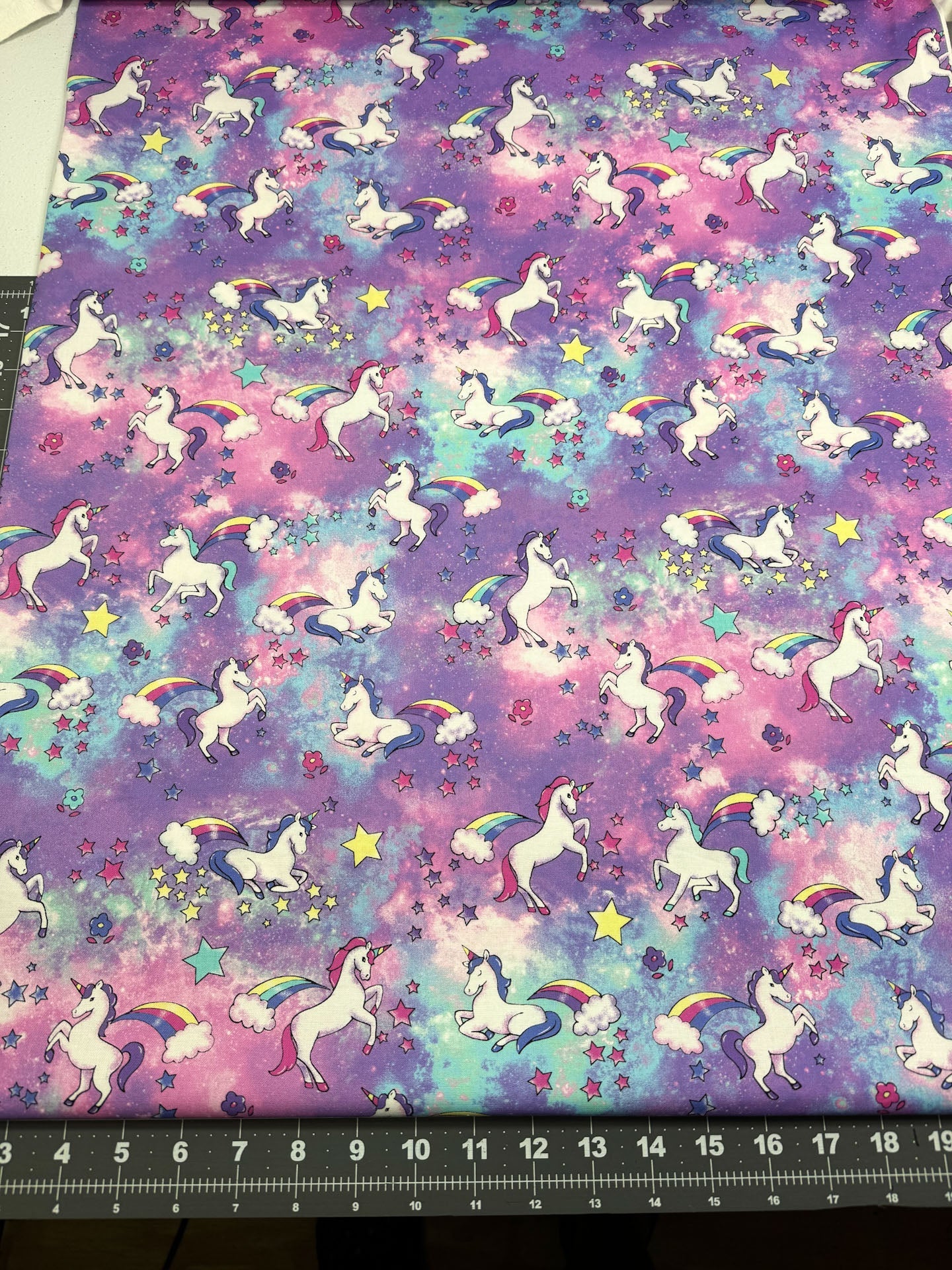 Rainbows and Unicorn fabric Clouds and Rainbow fabric - Mary Jo Fabrics