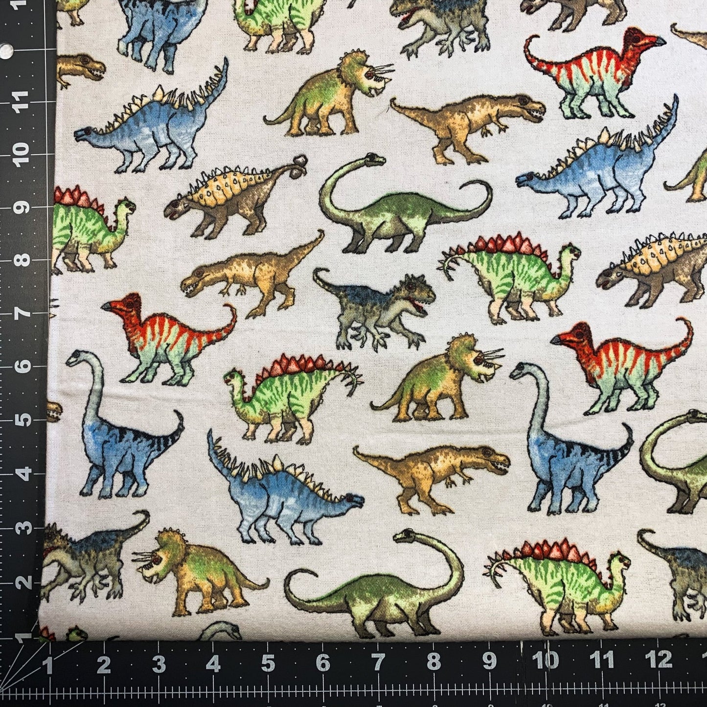 Real Dinosaur FLANNEL Fabric 1016 - 90 Light Gray - Mary Jo Fabrics