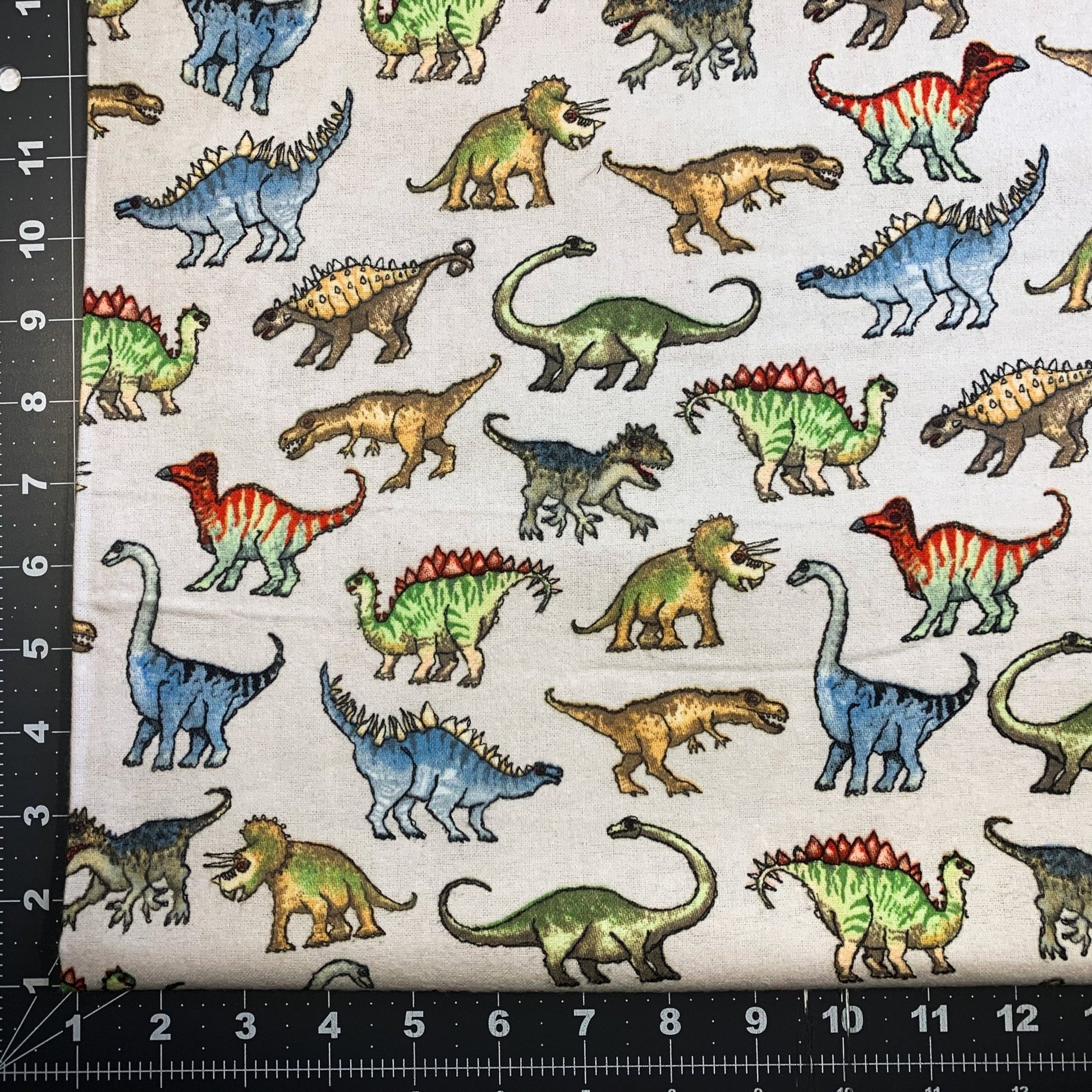 Real Dinosaur FLANNEL Fabric 1016 - 90 Light Gray - Mary Jo Fabrics