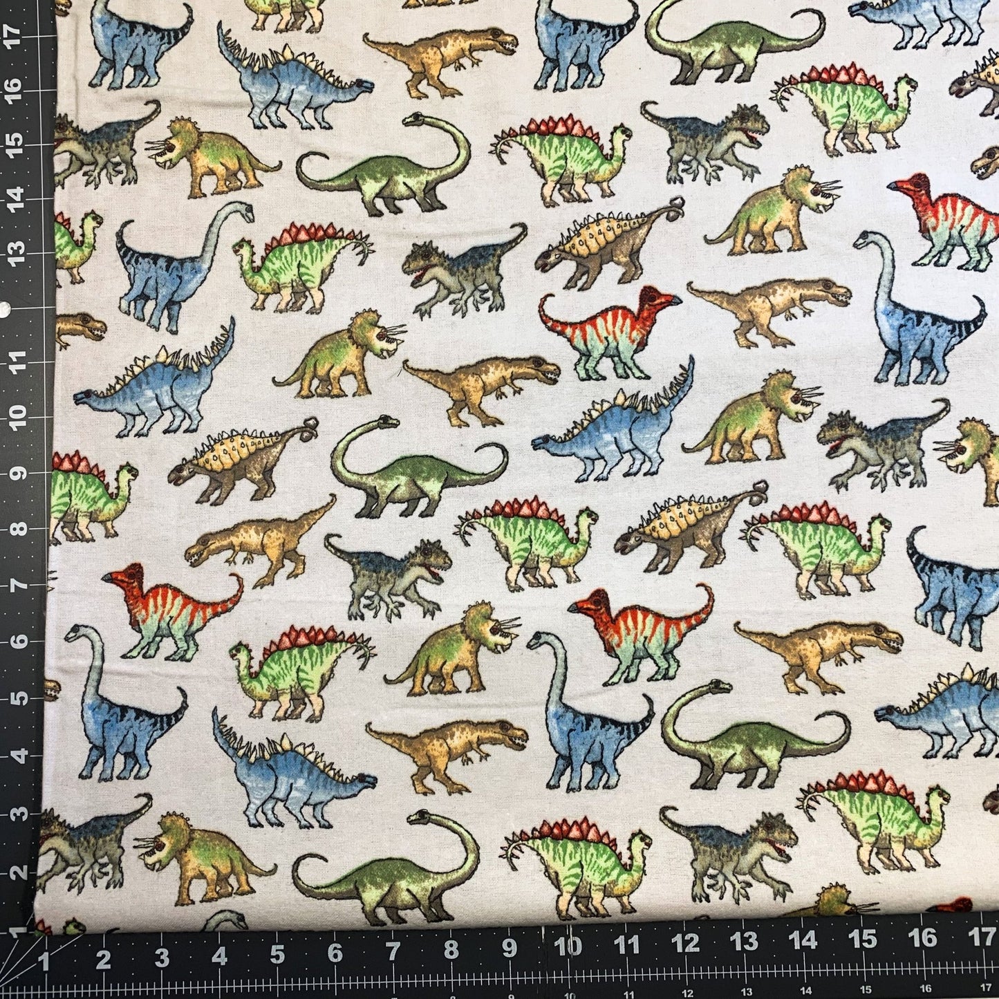 Real Dinosaur FLANNEL Fabric 1016 - 90 Light Gray - Mary Jo Fabrics