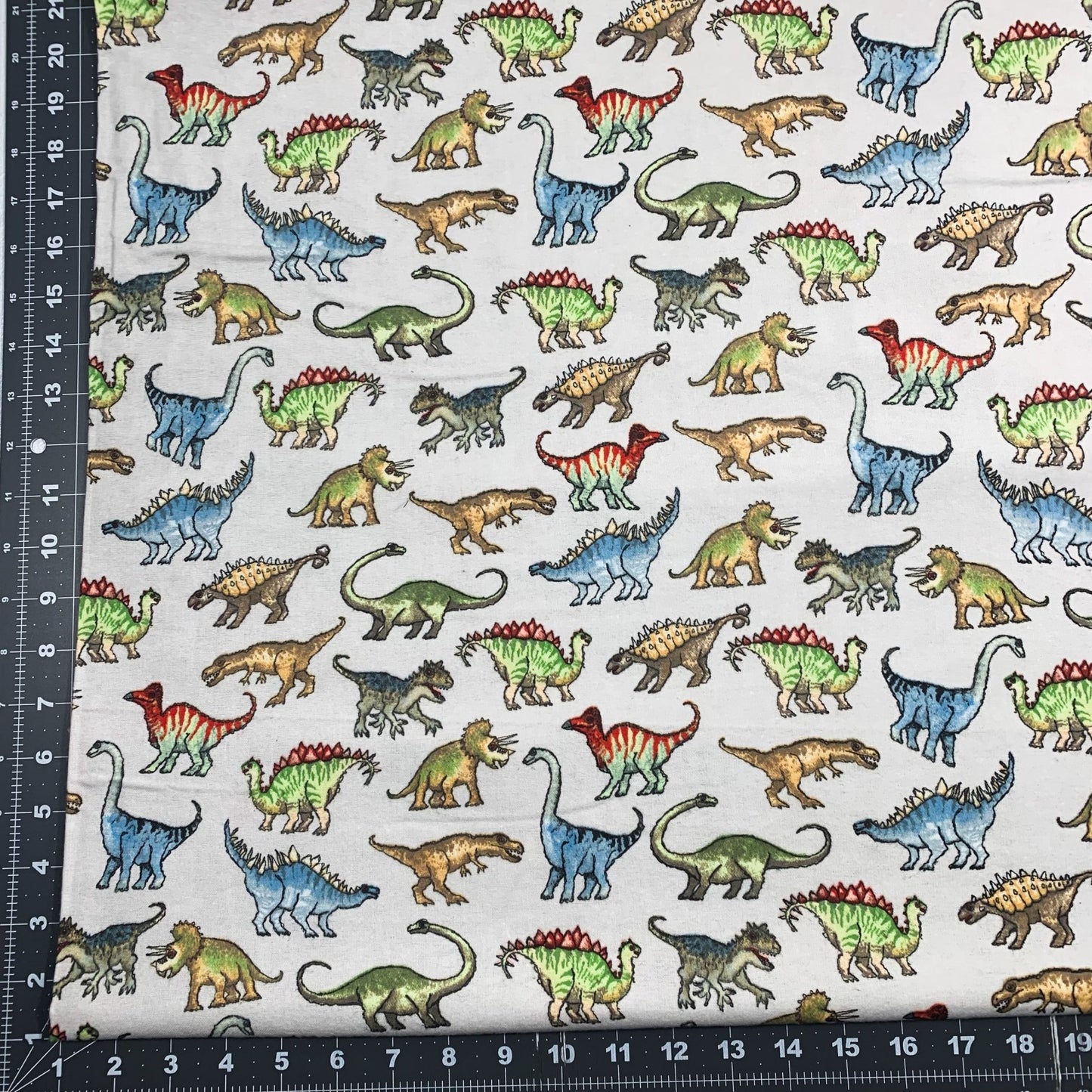 Real Dinosaur FLANNEL Fabric 1016 - 90 Light Gray - Mary Jo Fabrics